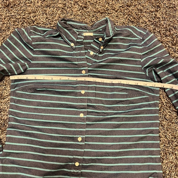 Gap Shrunken Boyfriend Shirt - Denim Blue with Teal Stripes - Size XS - Picture 9 of 10
